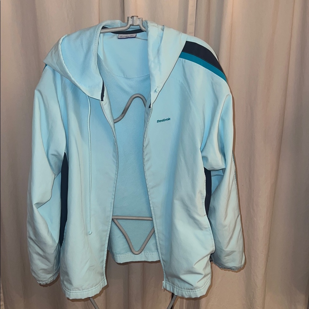Reebok Sky Blue Hooded Jacket with Black Accents